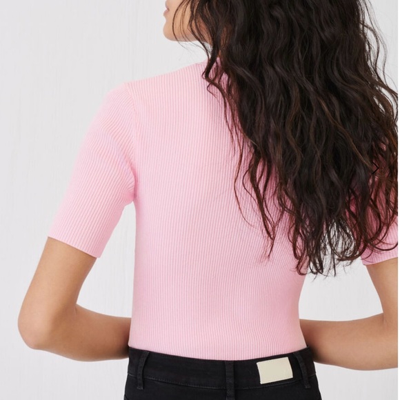 Maje Pink Ribbed Top - Picture 2 of 6